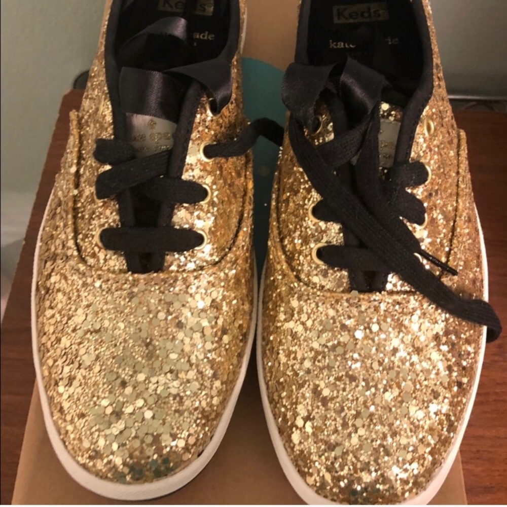Kate Spade Gold Glitter shoes - Picture 3 of 4